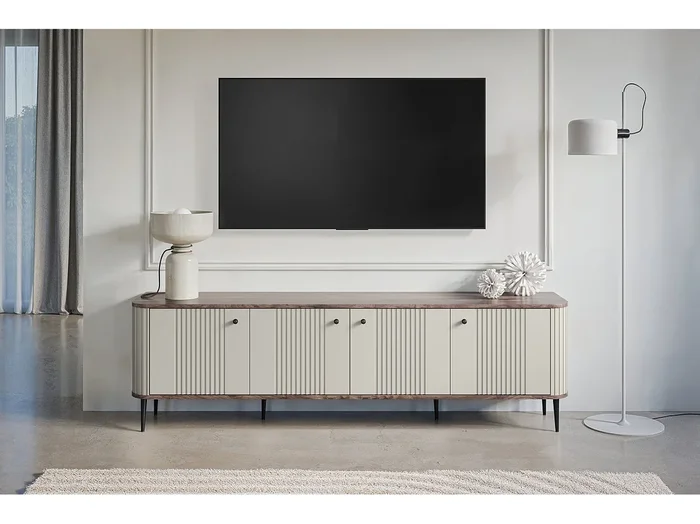 Mueble TV 4 puertas con pie metálico 187×51 cm