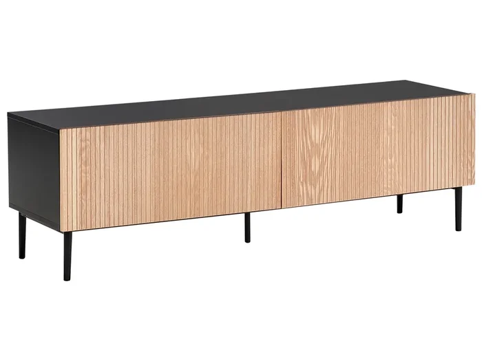 Mueble TV BLYTHE Fresno natural Negro