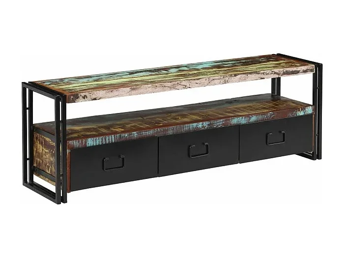 Mueble TV buffet TV diseño práctico madera maciza recuperada 120 cm 2502156