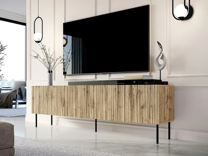 Mueble TV Charlotte K103, Wotan roble Negro, Número de puertas 4.00, 190x60x41cm