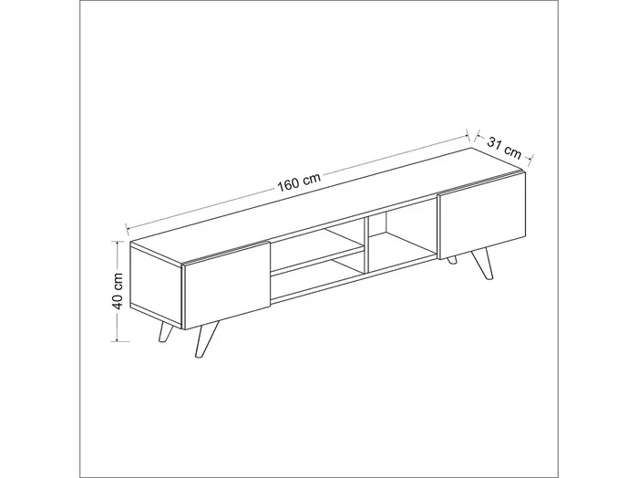 Mueble TV con 2 puertas 40 x 160 x 31 cm efecto roble / negro 03_0007748