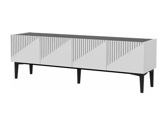 Mueble TV de 2 puertas con espacio de almacenamiento 45 x 154 x 37 cm mármol blanco/negro 03_0007805