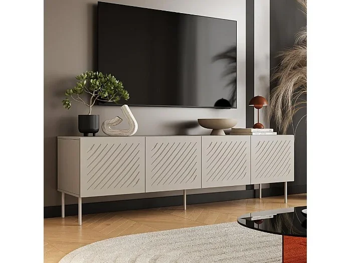 Mueble TV de diseño beige – 4 puertas – 200cm Abys