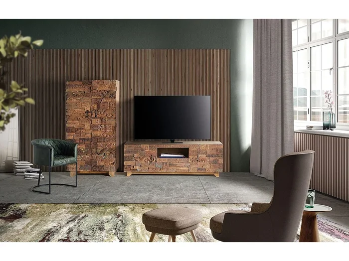 Mueble TV de madera de mango recuperada 60x180x50