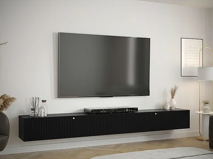 Mueble TV Hartford H108, Negro, Número de puertas 2.00, 300x34x40cm