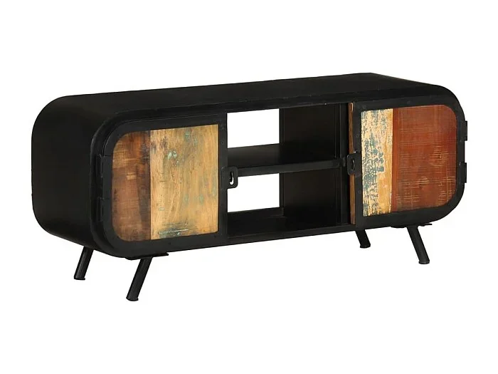 Mueble TV multimedia estantería para televisión buffet para televisión comedor salón dormitorio 110 x 30 x 45 cm madera maciza recuperada marrón 02_0025745