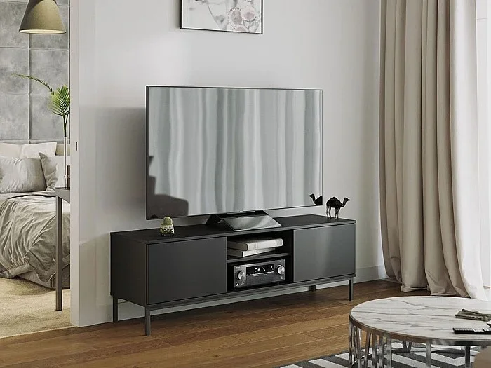Mueble TV Providence L101, Negro, Número de puertas 2.00, 150x50x41cm