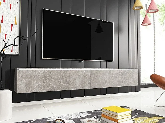 Mueble TV Sarasota 121, Hormigón, Número de puertas 2.00, 180x30x33cm
