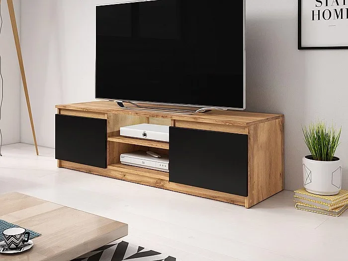 Mueble TV Sarasota 139, Wotan roble Grafito, Número de puertas 2.00, 120x36x38cm