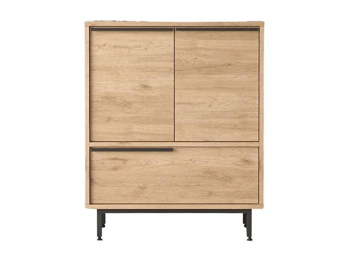 Mueble zapatero 2 puertas y 1 abatible decorado en nogal – H90,4 cm