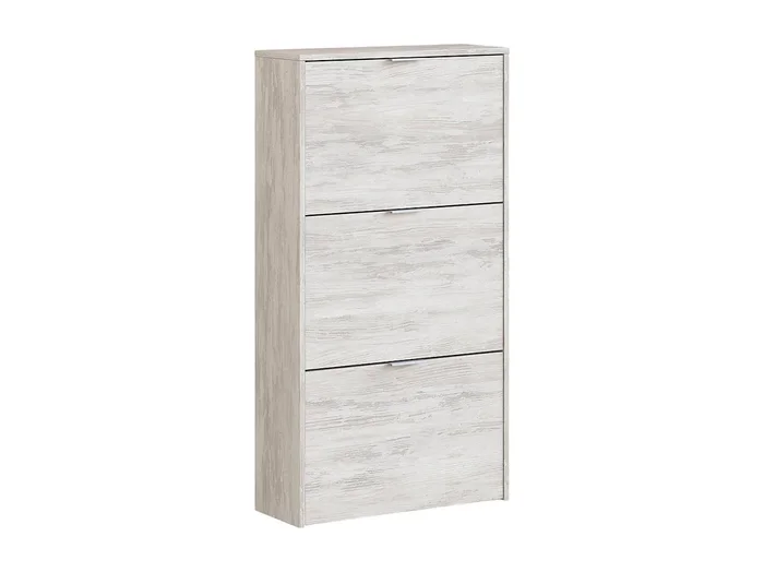 Mueble zapatero Dcosta, Zapatero con 3 puertas abatibles, Mueble con doble capacidad para hasta 18 pares de zapatos, 70x17h180 cm, Blanco