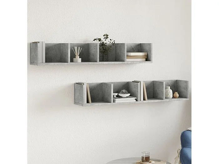 Muebles de pared 2 unidades gris hormigón 99x18x16,5 cm ES997896