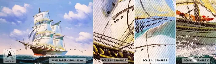 Muestra de fotomural autoadhesivo Deluxe Sticker – Orgulloso con el viento – Náutico, Velero, Océano – 100×30 cm