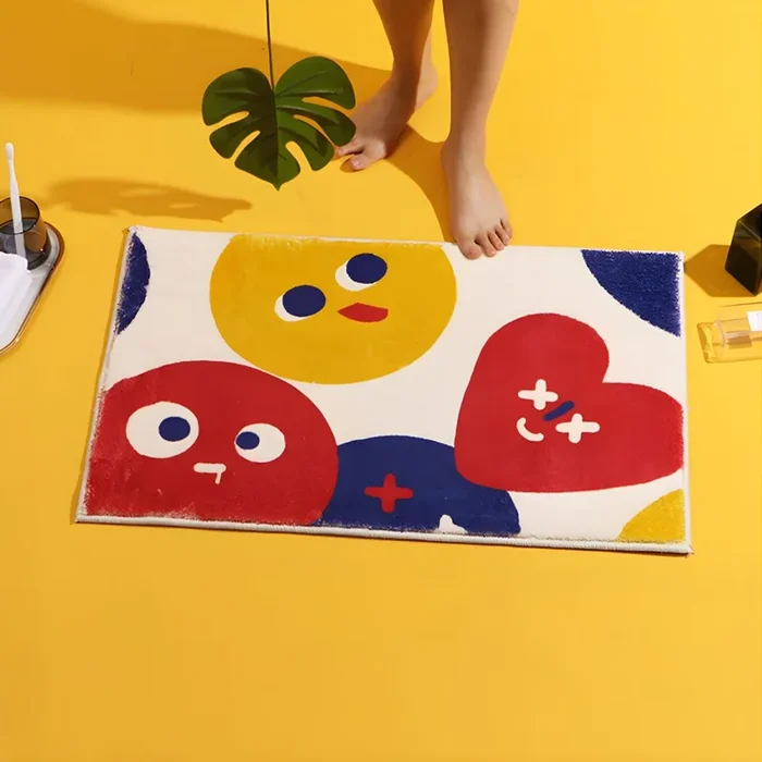Multicolor Tapete de Algodón Antideslizante Alfombra Infantil con Patrón de Dibujos Animados para Dormitorio