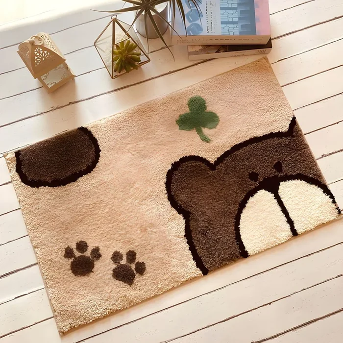 Multicolor Tapete de Fibra Superfina con Dibujo de Animal Alfombra Infantil para Baño, Antideslizante – Caqui 40 x 60 cm