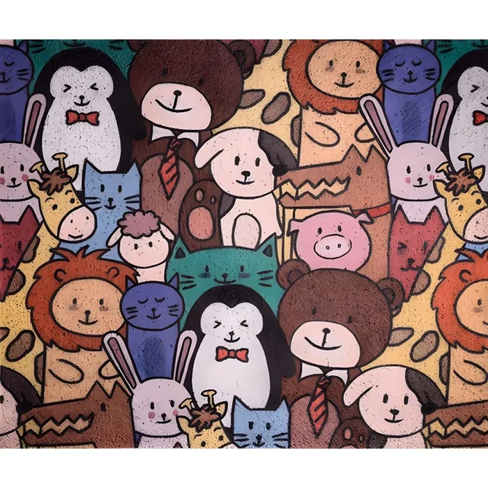 Multicolor Tapete Infantil Antideslizante Alfombra PVC con Dibujo de Animales para Corredor, Fácil de Limpiar – Gris 100 x 120 cm