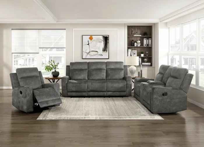 Muncie Brownish Gray Double Reclining Living Room Set