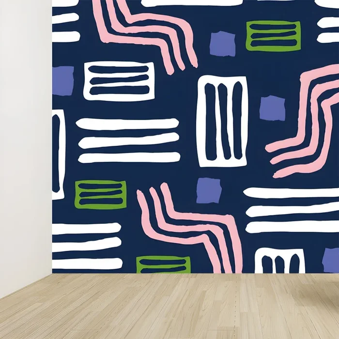 Mural Abstracto Contemporáneo Decoración de Pared Multicolor no Tejida Resistente a Manchas para Cocina – Azul 500 x 300 cm