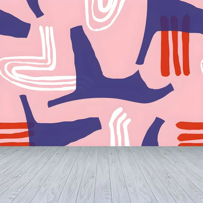 Mural Abstracto Contemporáneo Decoración de Pared Multicolor no Tejida Resistente a Manchas para Cocina – Rosa 244 x 168 cm