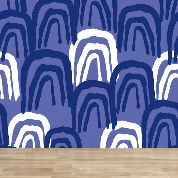 Murales Multicolores Modernos en Gran Tamaño Decoración de Pared Abstracta no Tejida para Baño – Azul 300 x 244 cm