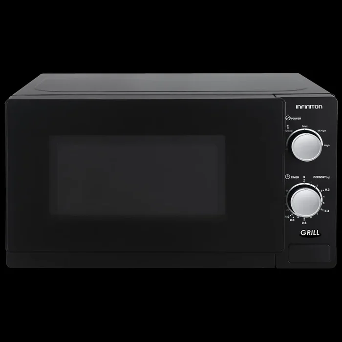 MW-B2210 Microondas 20 Litros, Negro, 700w, Grill 1000w, Apertura Con Botón, 25,5 Cm Plato, 9 Niveles De Fuerza, Temporizador 35 Min, 26x44x34 Cm- Infiniton