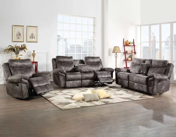 Nashville Gray 3-Piece Manual Reclining Set
