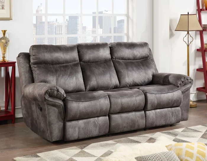 Nashville Grey Reclining Sofa w/Drop-Down Console