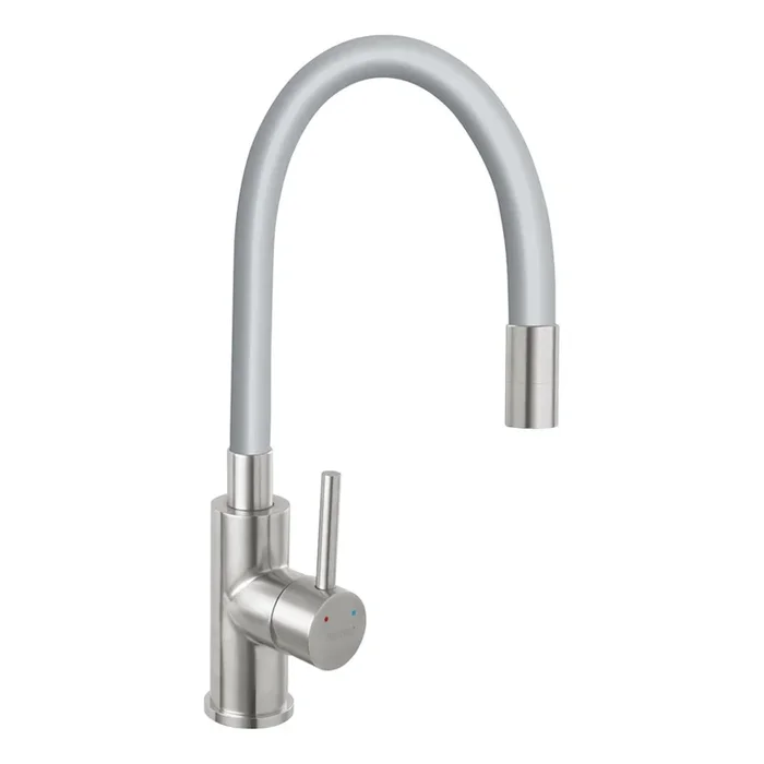 Novaservis – Grifo de fregadero con brazo flexible acero inoxidable/gris