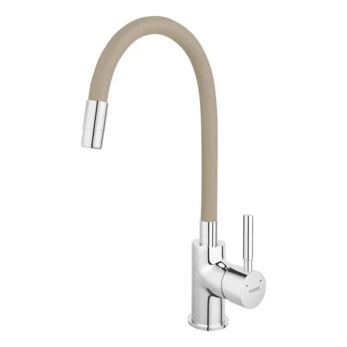 Novaservis – Grifo de fregadero con brazo flexible cromo brillante/beige