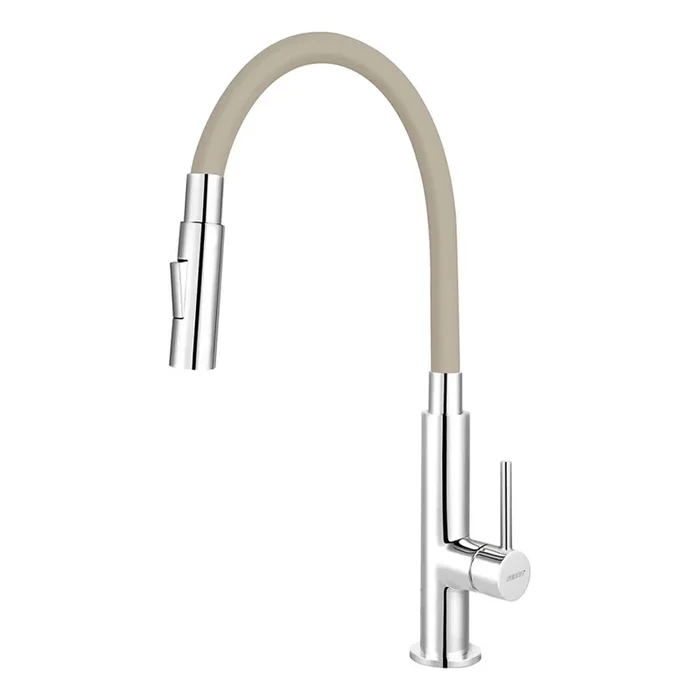 Novaservis – Grifo de fregadero con brazo flexible cromo brillante/beige