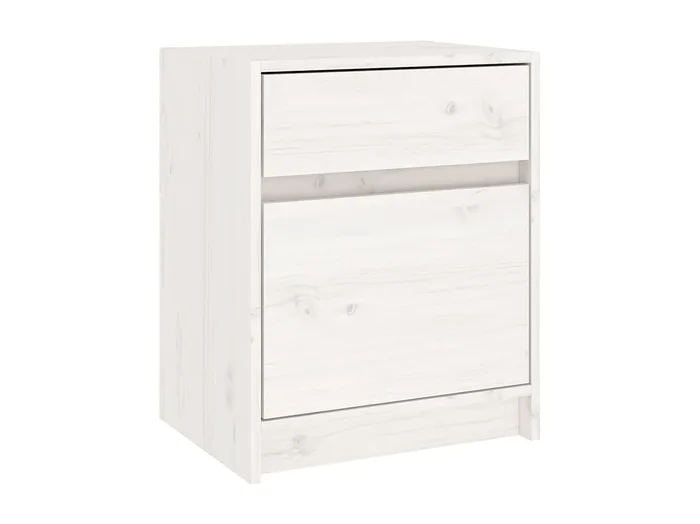 Ollira Mesita de noche madera maciza de pino blanca 40x31x50 cm