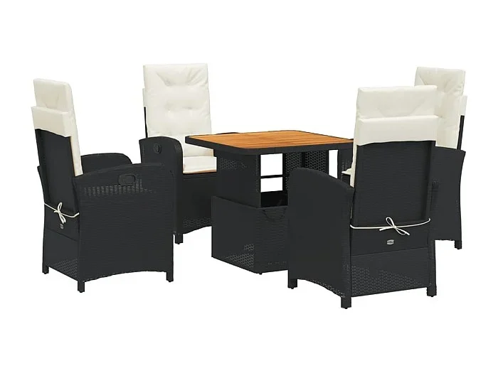 Onhaye Set de muebles jardín 5 pzas con cojines ratán sintético negro
