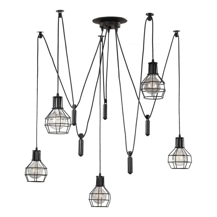 ONLI – Lámpara colgante ARAÑA 5xE27/15W/230V araña negro