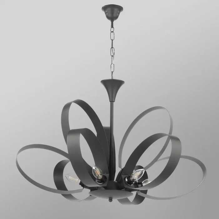 ONLI – Lámpara colgante con cadena SERENA 9xE14/6W/230V negro
