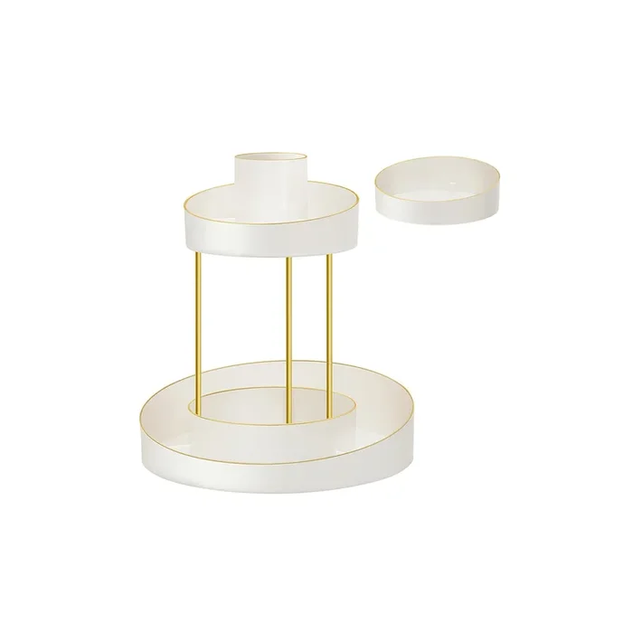 Organizador de Maquillaje Giratorio de 2 Niveles Blanco y Dorado-SONGMICS