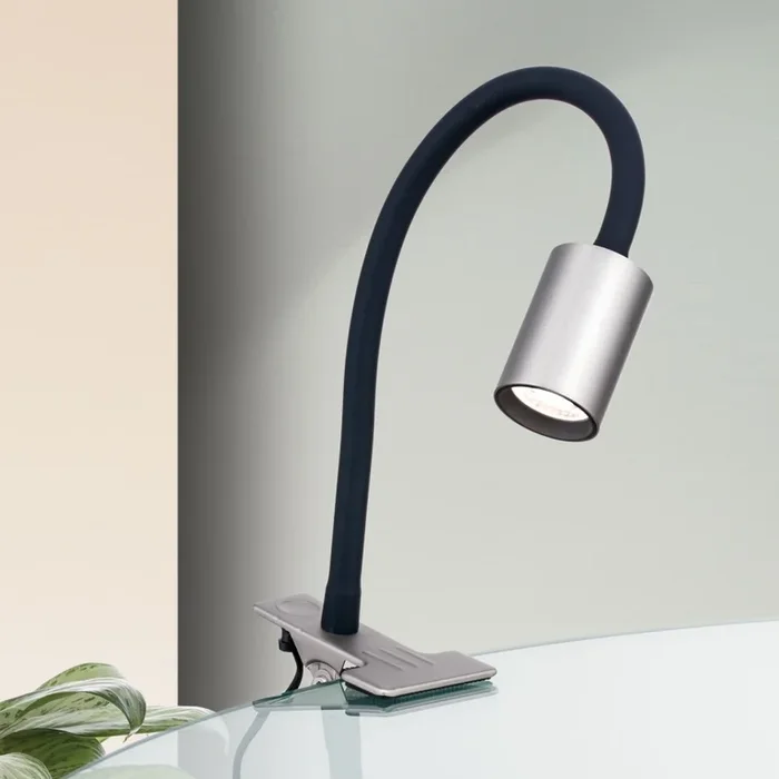 Orion Str 10-489 – Lámpara de mesa flexible LED con clip KURT LED/5W/230V plata