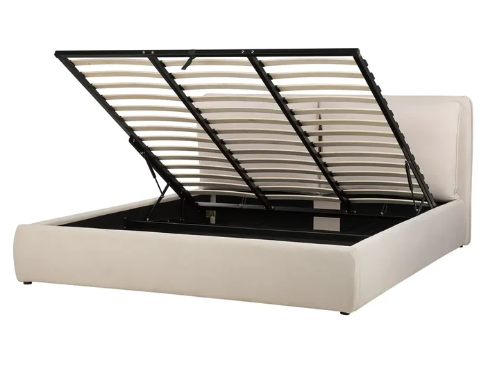 Ottoman Bed Fabric BAJONNA 180 x 200 cm (EU Super King) Light Beige