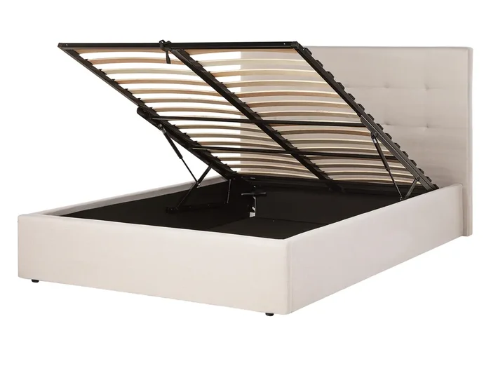 Ottoman Bed Fabric LORIENT 140 x 200 cm (EU Double) Beige