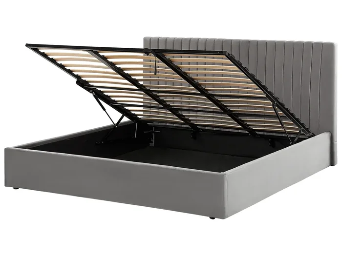 Ottoman Bed Velvet VION 180 x 200 cm (EU Super King) Grey