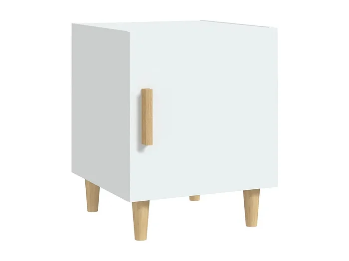Oupeye Mesita de noche madera contrachapada blanco