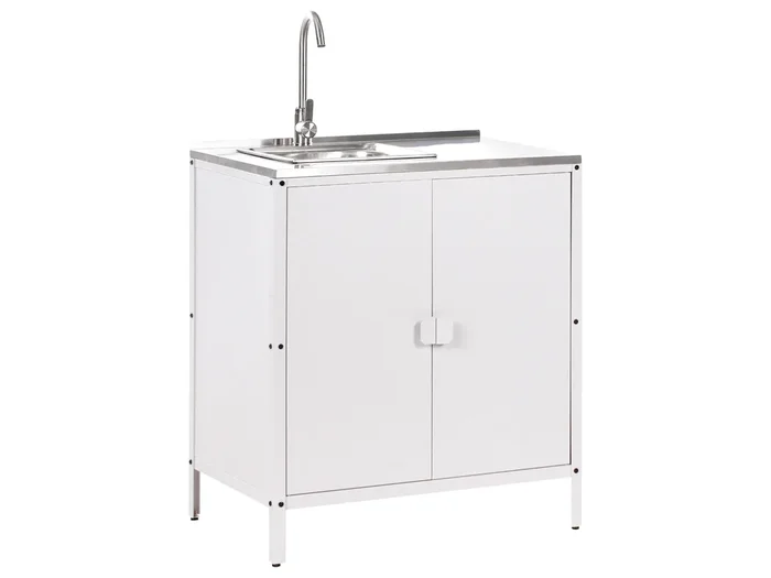 Outdoor Kitchen Cabinet with Sink VILAMA White