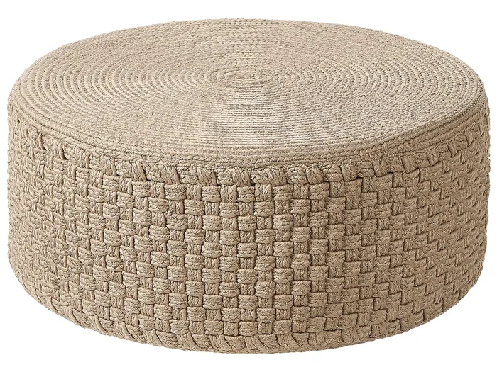 Outdoor Woven Pouffe Beige MITHI