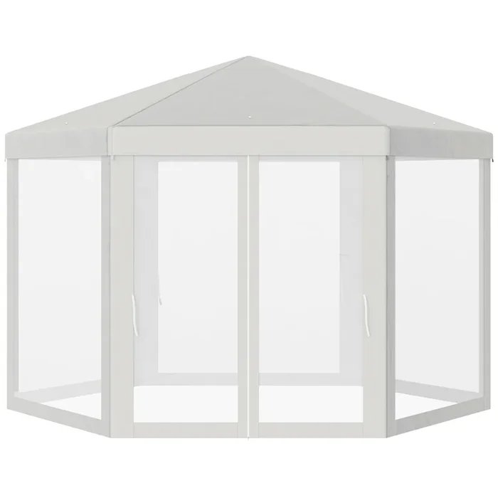 Outsunny Carpa Gazebo tipo Cenador Hexagonal con Mosquitera para Jardín y Terraza Ø1.97 m Material de Poliéster Impermeable (Crema)