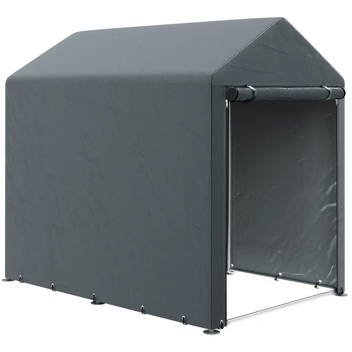 Outsunny Carpa para Herramientas Bicicletas y Motos 1,2×1,8×1,65 m Garaje Portátil con 2 Habitaciones Puerta con Cremallera Impermeable Anti-UV Cochera Portátil para Jardín Gris Oscuro
