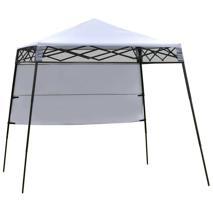 Outsunny Carpa Plegable 2,2×2,2x2m con Lateral Altura Ajustable Protección UV 50+ de Acero y Tela Oxford con Bolsa de Transporte Impermeable Gazebo para Exterior Blanco