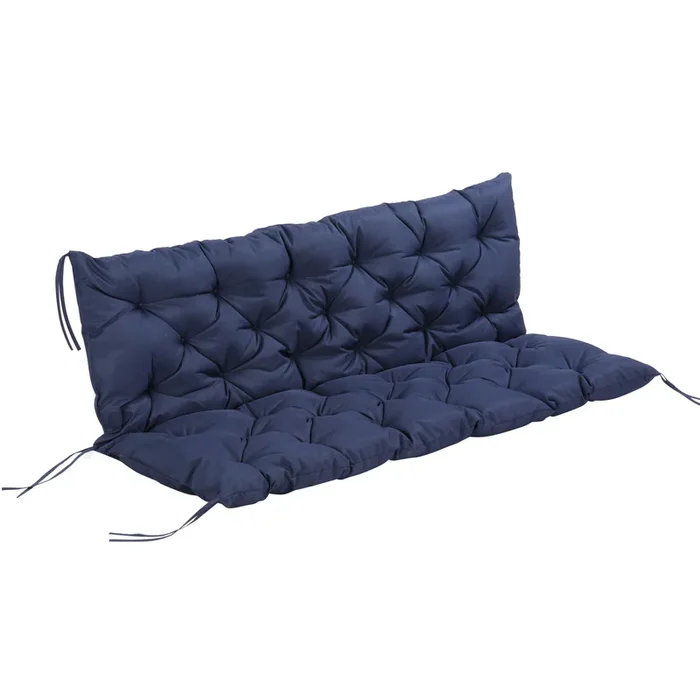 Outsunny Cojín para Banco con Respaldo 150x98x8 cm Colchón de Banco de 3 Plazas con 6 Cordones de Fijación para Jardín Terraza Balcón Exterior Azul