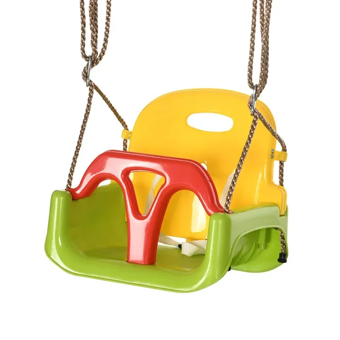 Outsunny Columpio para Bebés 3 en 1 con Respaldo Desmontable Cuerdas Ajustables y Barra en T Columpio Infantil para Niños de 9-36 Meses para Uso en Interiores y Exteriores 42x33x120-180 cm Verde
