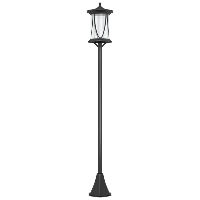Outsunny Farola Solar Luz Solar de Exterior con Panel Solar Encendido y Apagado Automático IP44 para Terraza Patio 17x17x127 cm Negro