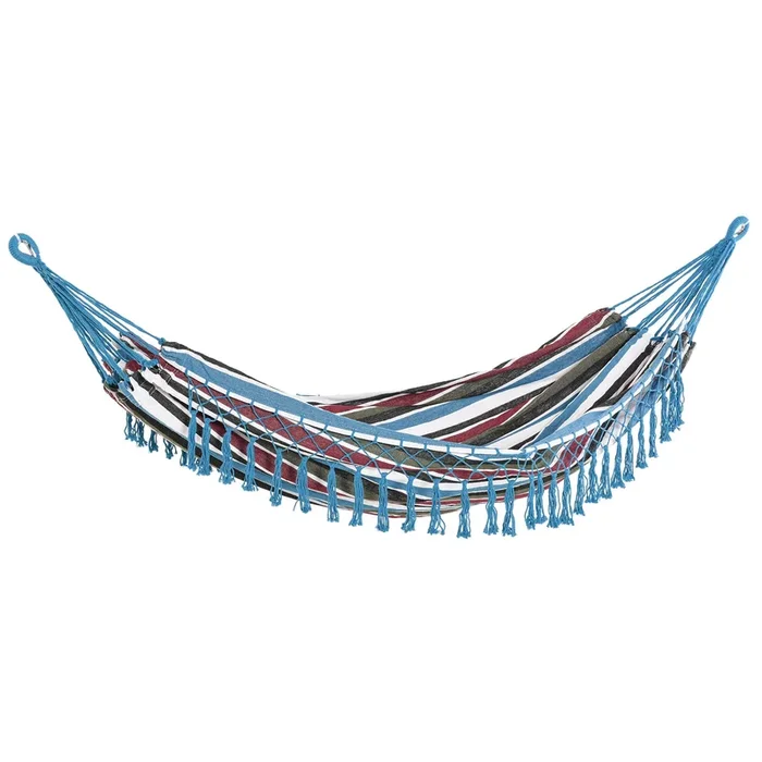 Outsunny Hamaca Doble Portátil de Algodón 285×150 cm con Bolsa de Transporte para Exteriores Patio Jardín Playa Camping Carga 120 kg Multicolor