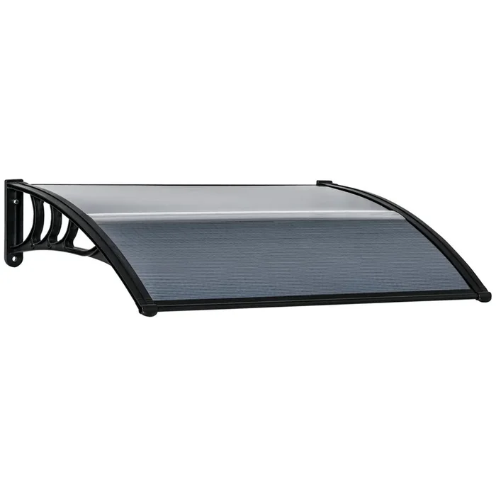 Outsunny Marquesina Exterior para Puertas y Ventanas 100×75 cm Tejadillo de Protección contra Sol y Lluvia con Cubierta de Policarbonato Soporte de Aluminio Negro